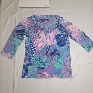 Womens Strazzi sheer,‎ floral blouse.  Size Small
